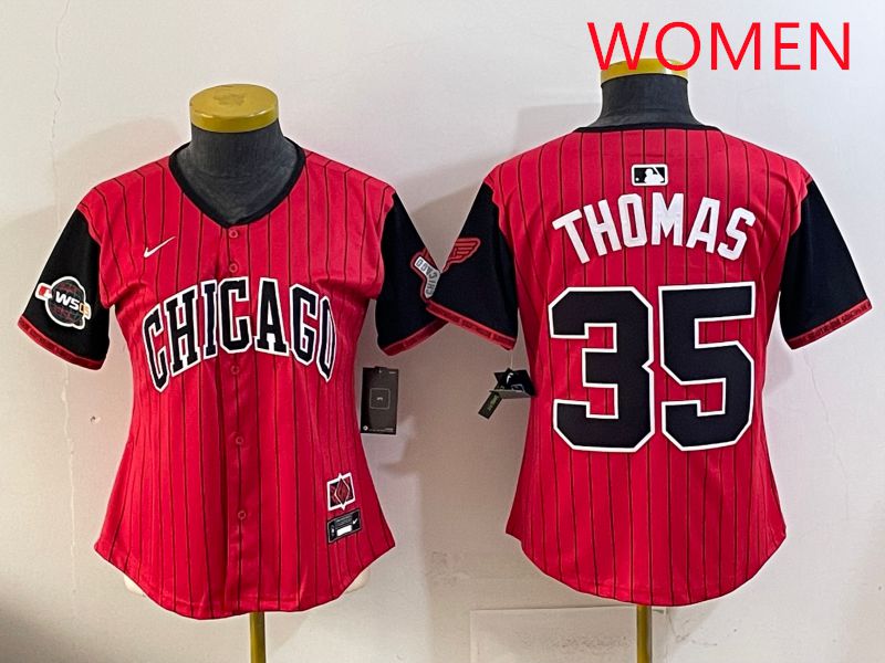 Women 2025 Chicago White Sox #35 Thomas Red Joint Name Nike MLB Jersey style 10->boston red sox->MLB Jersey